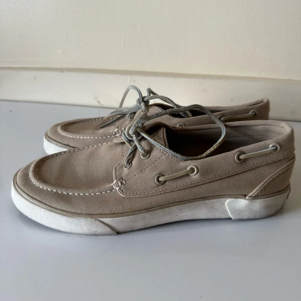 Polo Ralph Lauren Lander P Boat Shoes Mens Canvas Casual Gray Preppy Beach 8.5